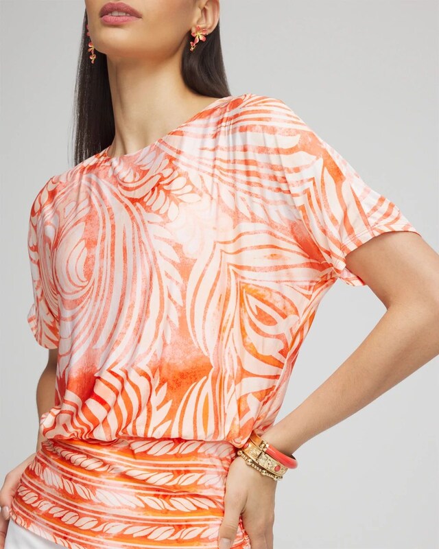 Touch of Cool Mesh Ruched Banded Hem Top - image 4